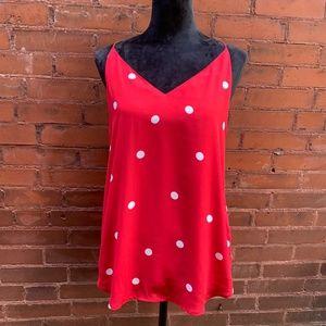 LOFT Red Polka Dot Tank Top